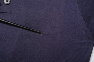 Polo de manga corta azul de seda con cuello