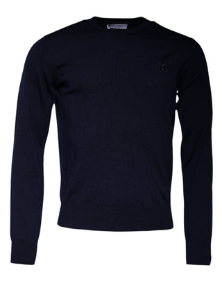 Blauer DG Logo Wollpullover mit Rundhalsausschnitt