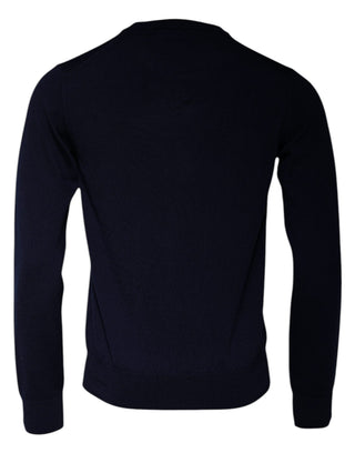 Blauer DG Logo Wollpullover mit Rundhalsausschnitt
