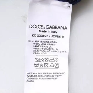 Blauer DG Logo Wollpullover mit Rundhalsausschnitt