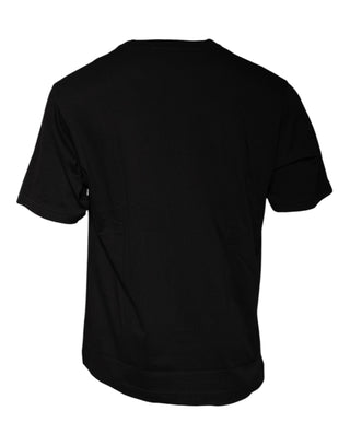 Camiseta de algodón de manga corta con estampado de logo negro