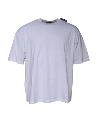 Camiseta blanca de algodón tipo jersey con logo y cuello redondo de manga corta