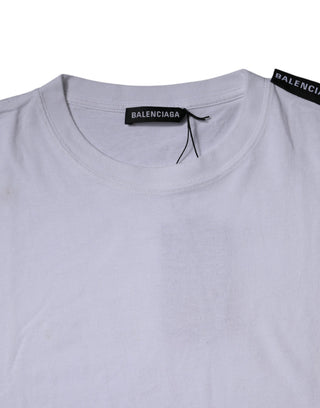 Camiseta blanca de algodón tipo jersey con logo y cuello redondo de manga corta
