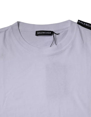 Camiseta blanca de algodón tipo jersey con logo y cuello redondo de manga corta