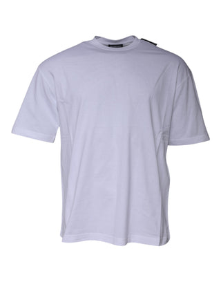 Weißes Logo T-Shirt aus Baumwoll-Jersey mit Rundhalsausschnitt und kurzen Ärmeln