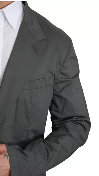 Blazer formal gris de algodón con cierre de un solo botón