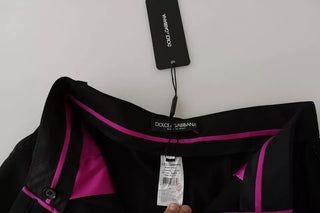Schwarze High-Waist-Hose aus Wolle mit Bundfalten und Cropped-Schnitt
