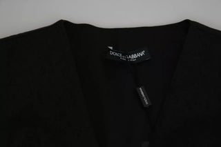 Chaleco ajustado negro de encaje de seda