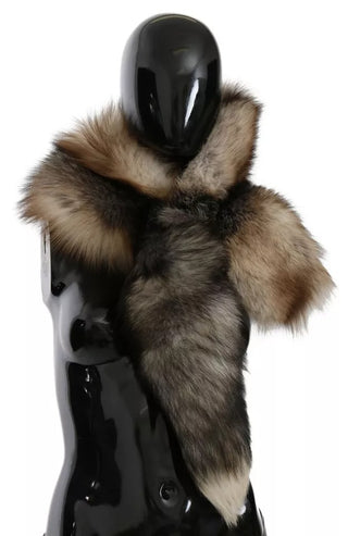 Bufanda cuello chal marrón de piel de cola de zorro