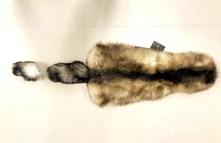 Bufanda cuello chal marrón de piel de cola de zorro