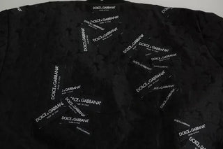 Schwarze Brokat-Bomberjacke mit Logo-Patch und durchgehendem Reißverschluss