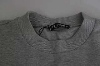 Suéter de algodón gris con estampado Crown King  