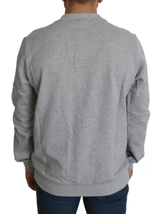 Suéter de algodón gris con estampado Crown King  