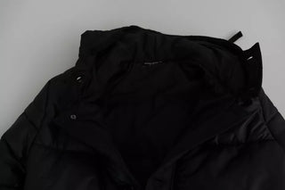 Chaqueta acolchada negra para hombre con capucha de poliéster  