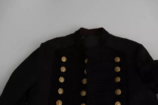 Black Button Embellished Military Jacket