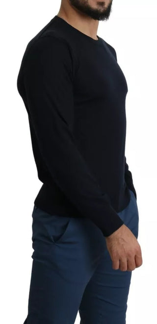 Schwarzes Kaschmir-Sweatshirt mit Rundhalsausschnitt