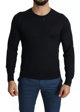 Schwarzes Kaschmir-Sweatshirt mit Rundhalsausschnitt