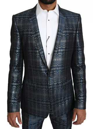 Traje ajustado de 2 piezas azul y plata brillante GOLD  