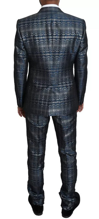 Traje ajustado de 2 piezas azul y plata brillante GOLD  