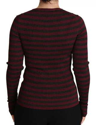 Suéter cardigan de mujer negro con rayas rojas  