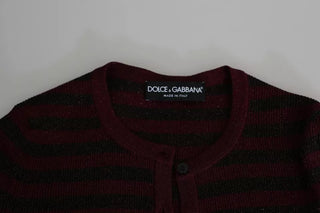 Suéter cardigan de mujer negro con rayas rojas  