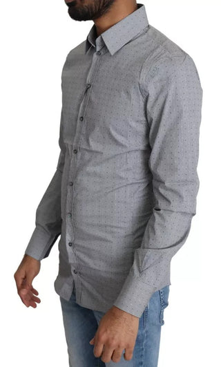 Camisa formal gris SICILIA con puntos y corte semi ajustado  