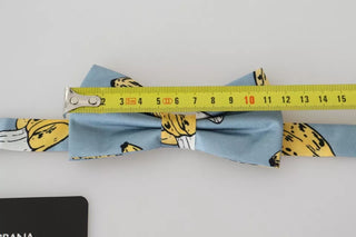 Pajarita de seda azul claro con estampado de plátanos para hombre  