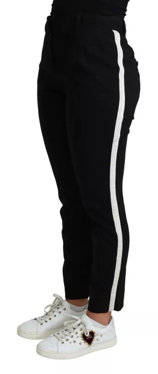 Schwarze Skinny-Hose aus Stretch-Jungfernwolle
