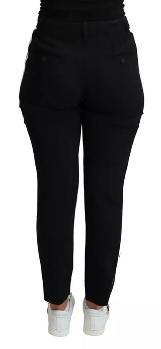 Schwarze Skinny-Hose aus Stretch-Jungfernwolle