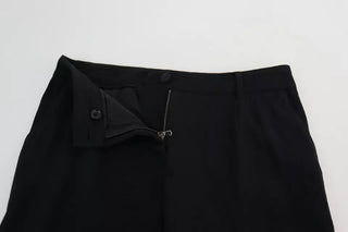 Schwarze Skinny-Hose aus Stretch-Jungfernwolle