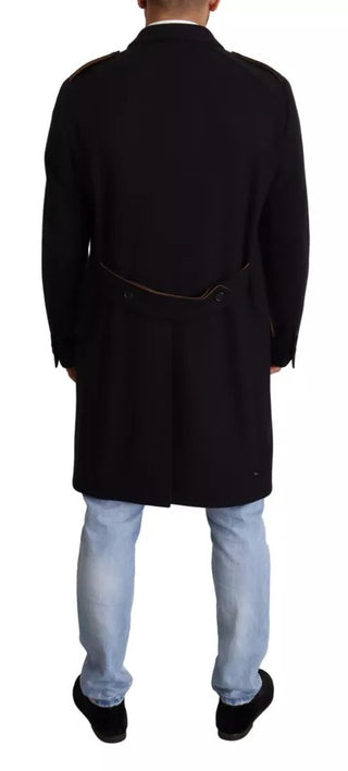 Blauer Trenchcoat Lange Jacke aus Wollstretch
