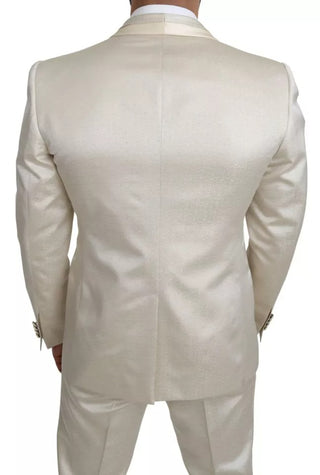 Traje de 3 piezas de lana crema beige SICILIA con chal  
