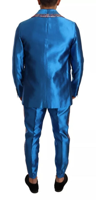 Conjunto formal de 2 piezas de seda jacquard azul  