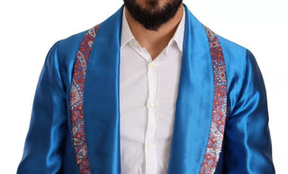 Conjunto formal de 2 piezas de seda jacquard azul  