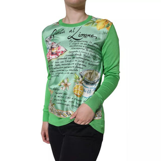 Grüner Seiden-Granita Al Limone Langarmpullover