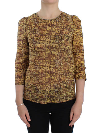 Blusa de Seda con Estampado de Mosaico Multicolor