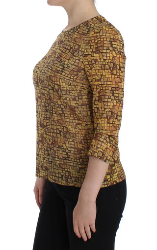Blusa de Seda con Estampado de Mosaico Multicolor