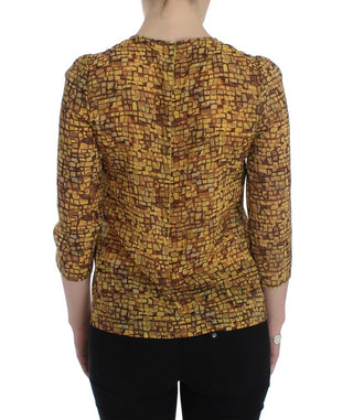 Blusa de Seda con Estampado de Mosaico Multicolor