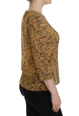 Blusa de Seda con Estampado de Mosaico Multicolor