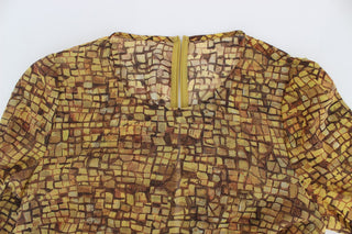 Blusa de Seda con Estampado de Mosaico Multicolor