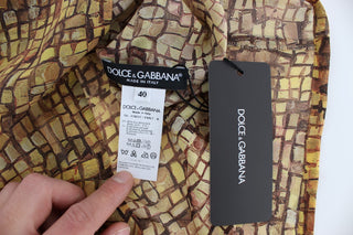 Blusa de Seda con Estampado de Mosaico Multicolor