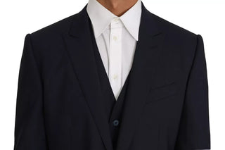 Blauer Woll-MARTINI-Blazer mit Weste, 2-teilig