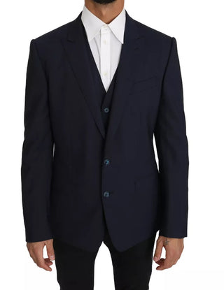 Blauer Woll-MARTINI-Blazer mit Weste, 2-teilig
