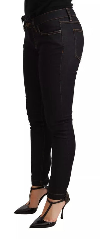 Jeans ajustados de mezclilla azul con algodón y lycra