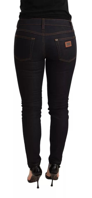 Jeans ajustados de mezclilla azul con algodón y lycra