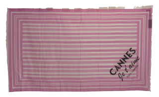 Chal envolvente de algodón rosa con rayas blancas