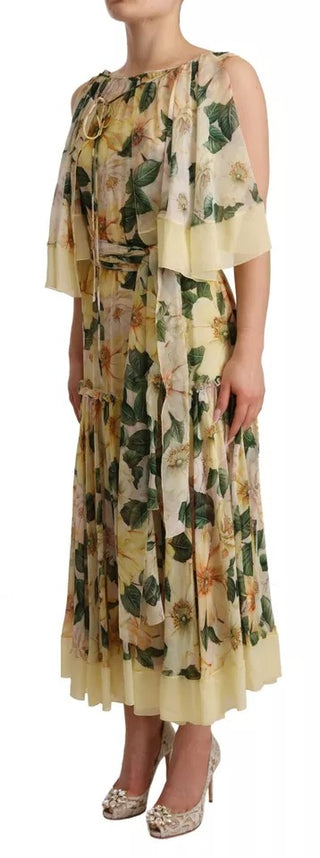 Vestido largo maxi de seda con estampado floral multicolor