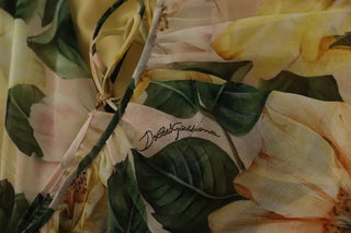 Vestido largo maxi de seda con estampado floral multicolor