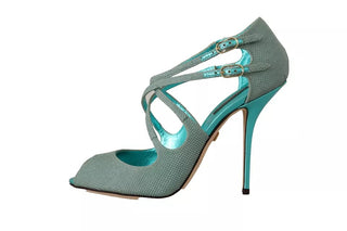 Sandalias de tacón con tiras y brillo azul