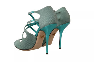 Sandalias de tacón con tiras y brillo azul